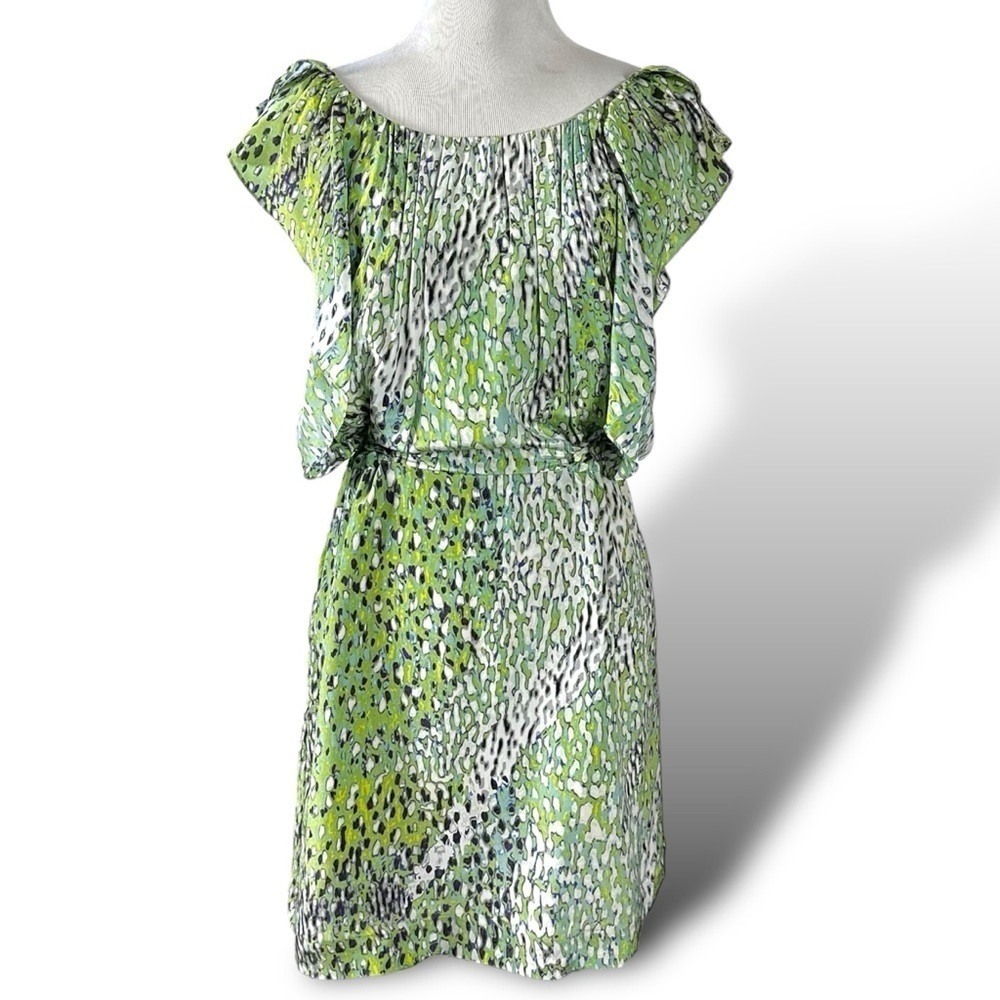 Anthropologie Green and White Mini Dress - Picture 2 of 12